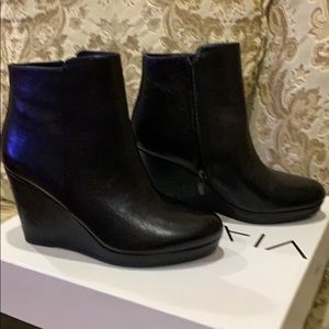 New Via Spiga Darina Boots Wedges BlackLeather 6.5